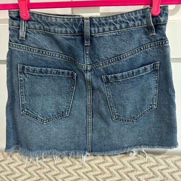 We The Free Free People Zip It Up Raw Hem Denim Skirt - Picture 4 of 7